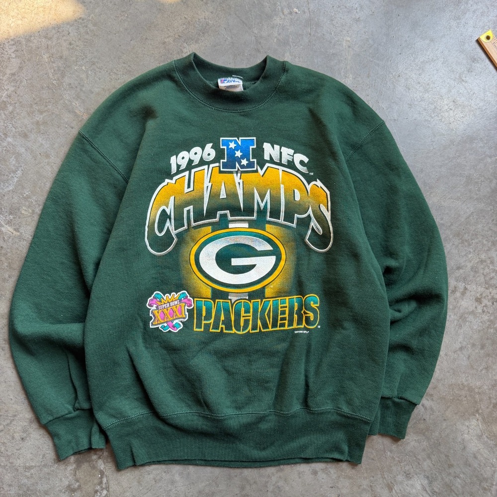 Vintage 90s Green Bay Packers Pro Player Graphic Sweatshirt NFC Champs Mens L